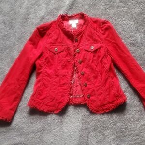 Ann Taylor Loft Red Corduroy Jacket Size 2 Petite